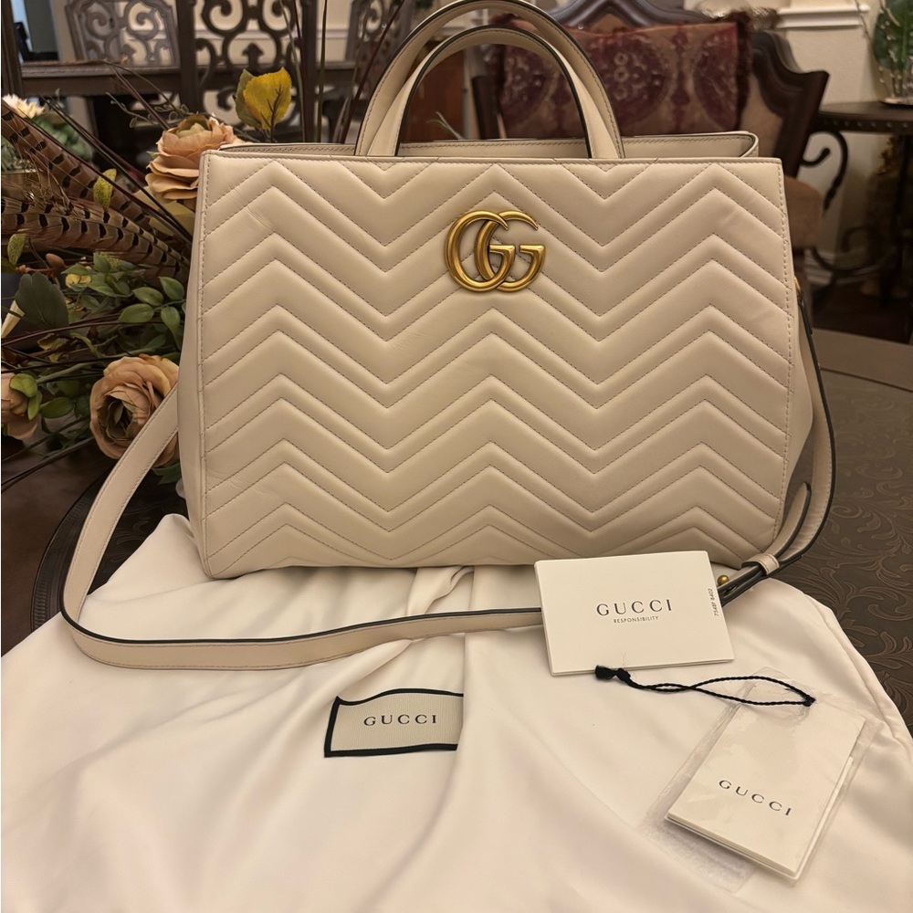 Gucci Calfskin Medium Marmont Tote Bag